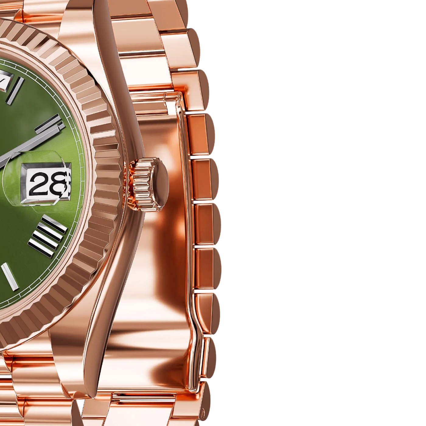 NOWDay Olive Roman Dial Rosegold Watch
