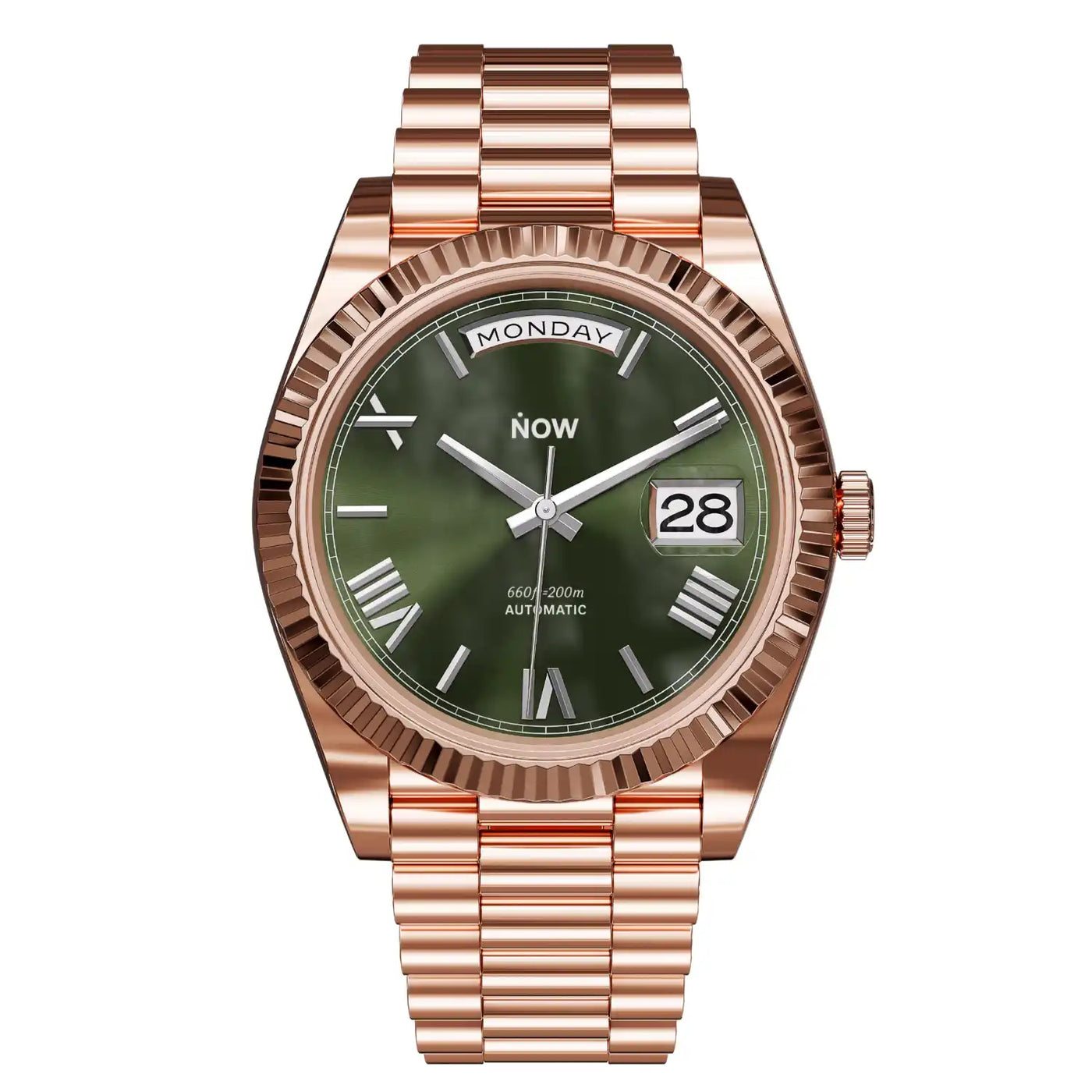 NOWDay Olive Roman Dial Rosegold Watch