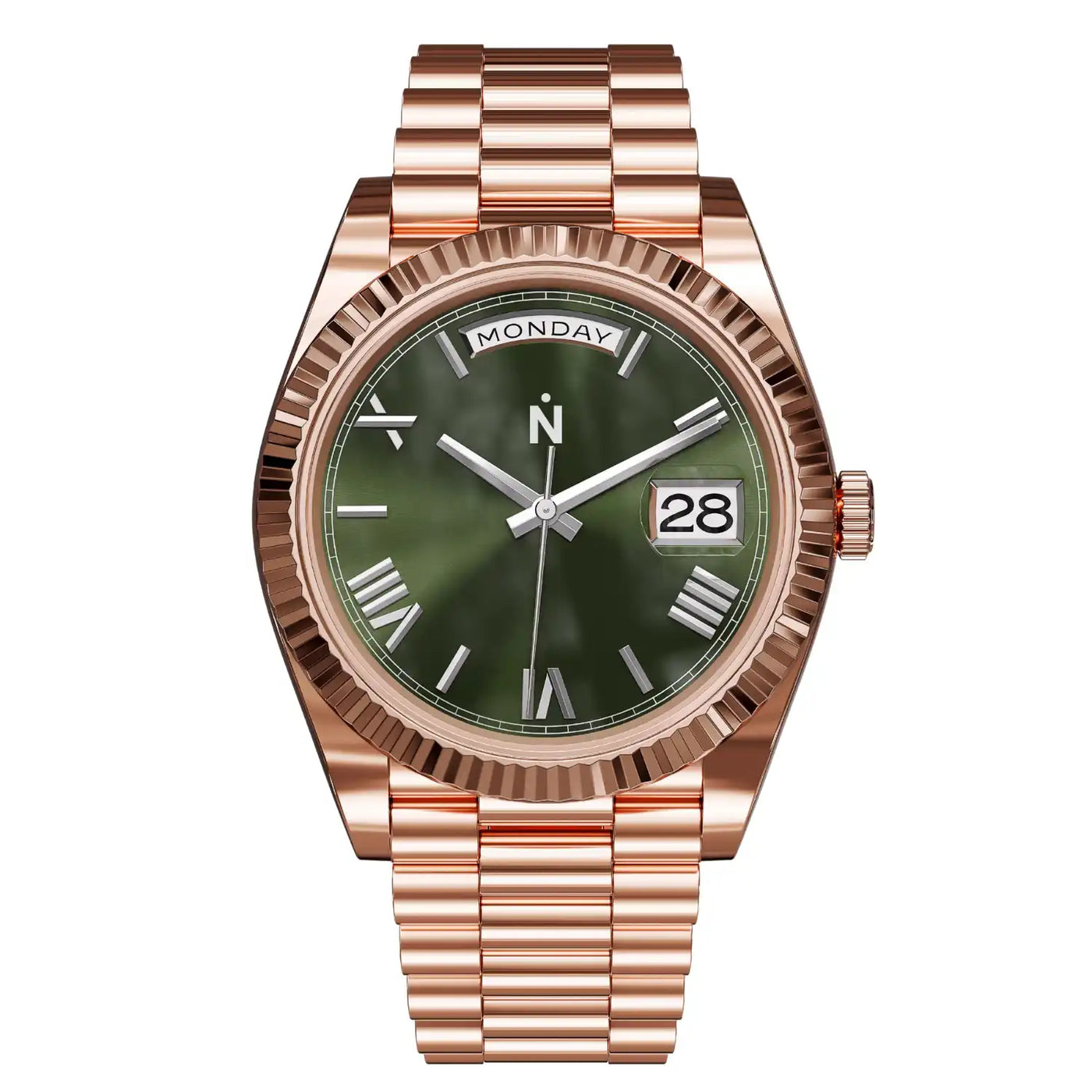 NOWDay Olive Roman Dial Rosegold Watch
