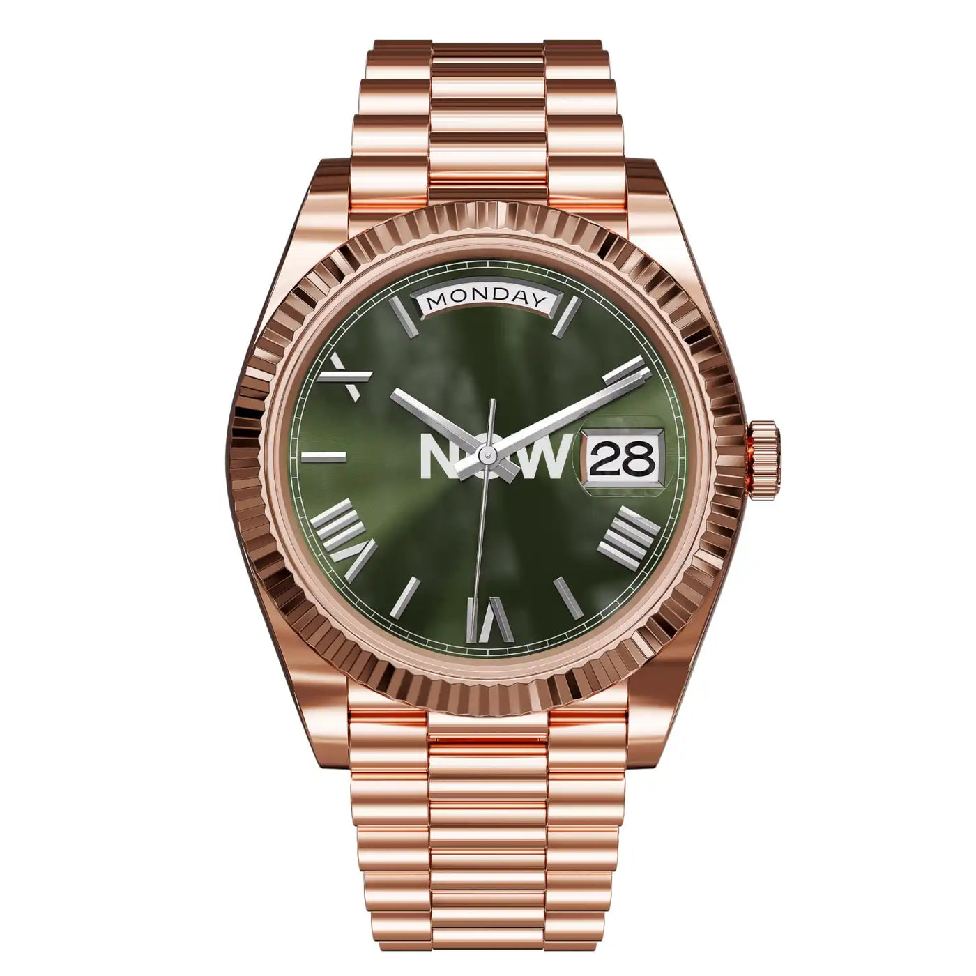 NOWDay Olive Roman Dial Rosegold Watch