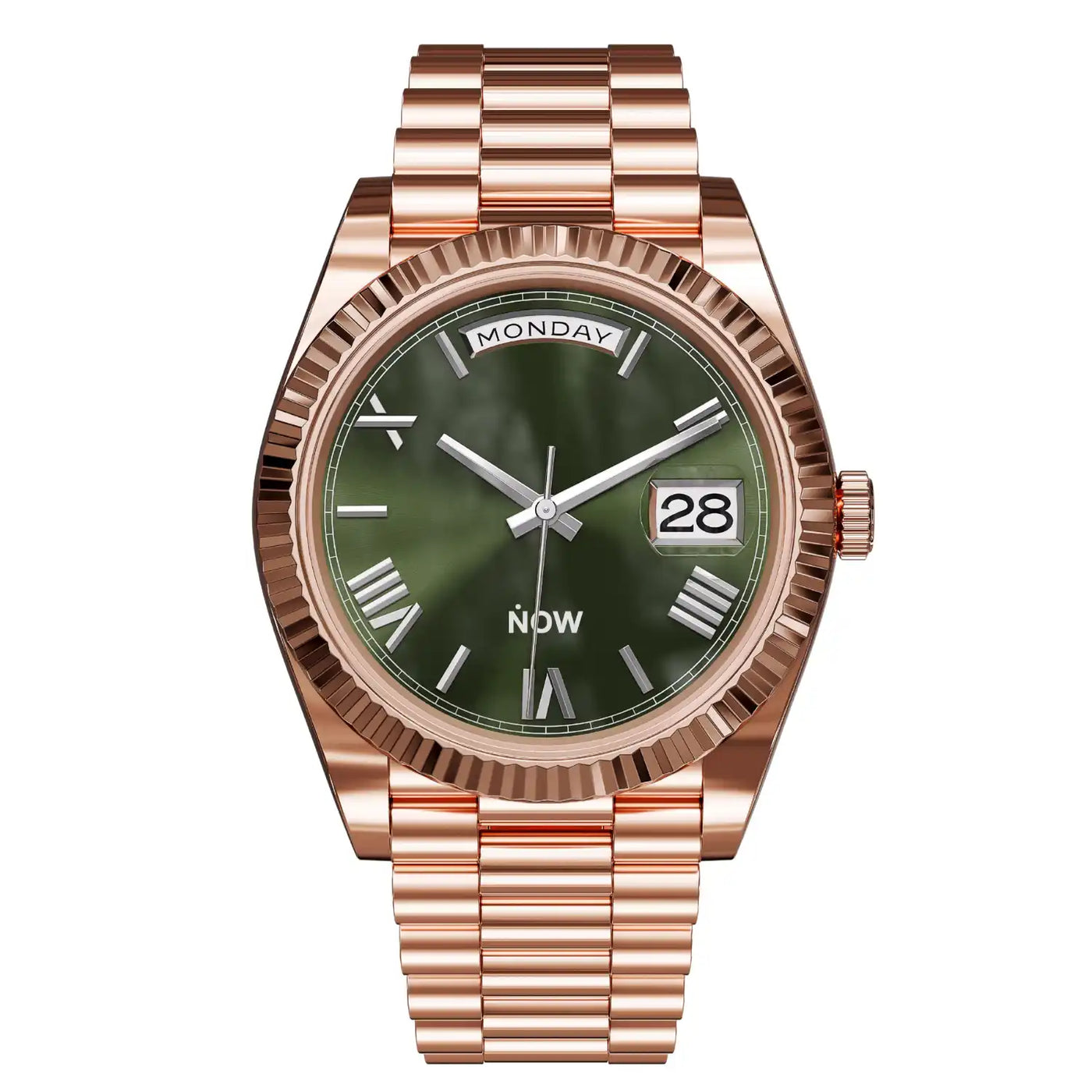 NOWDay Olive Roman Dial Rosegold Watch
